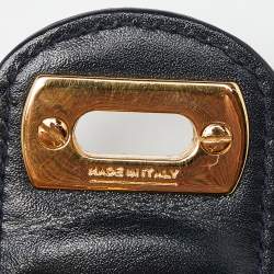 Pre Owned Salvatore Ferragamo Dark Blue Leather Gancini Flap Compact Wallet