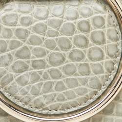 Pre Owned Salvatore Ferragamo Green Croc Embossed Leather Mini Ring Daphne Wristlet Purse