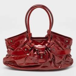 Salvatore Ferragamo Red Patent Leather Celtico Hobo