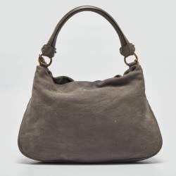 Pre Owned Salvatore Ferragamo Grey Leather Miss Vara Hobo