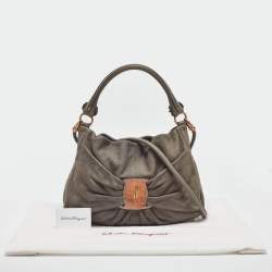 Pre Owned Salvatore Ferragamo Grey Leather Miss Vara Hobo