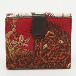Pre Owned Salvatore Ferragamo Multicolor Fabric and Leather Jungle French Wallet