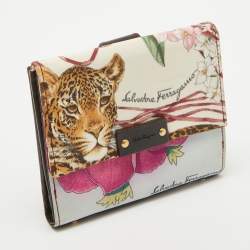 Pre Owned Salvatore Ferragamo Multicolor Fabric and Leather Jungle French Wallet