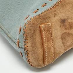 Salvatore Ferragamo Blue/Brown Leather and Suede Hobo