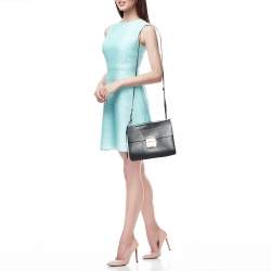 Pre Owned Salvatore Ferragamo Black Leather Gancio Lock Top Handle Bag