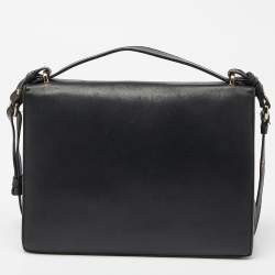 Pre Owned Salvatore Ferragamo Black Leather Gancio Lock Top Handle Bag