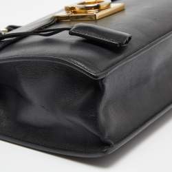 Pre Owned Salvatore Ferragamo Black Leather Gancio Lock Top Handle Bag