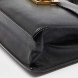 Pre Owned Salvatore Ferragamo Black Leather Gancio Lock Top Handle Bag