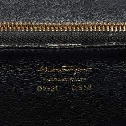 Pre Owned Salvatore Ferragamo Black Leather Gancio Lock Top Handle Bag