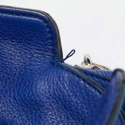 Pre Owned Salvatore Ferragamo Blue Leather Zip Tote 