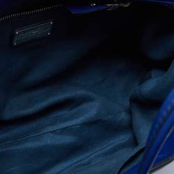 Pre Owned Salvatore Ferragamo Blue Leather Zip Tote 