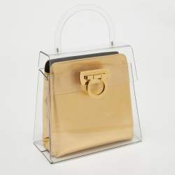 Pre Owned Salvatore Ferragamo Transparent Plexiglas Gancini Top Handle Bag
