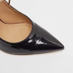 Pre Owned Salvatore Ferragamo Black/Green Patent Leather and Snakeskin Lace Up Pumps Size 38.5