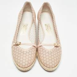 Pre Owned Salvatore Ferragamo Pink Leather Espadrille Pumps Size 39.5