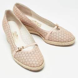 Pre Owned Salvatore Ferragamo Pink Leather Espadrille Pumps Size 39.5
