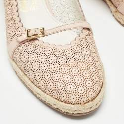 Pre Owned Salvatore Ferragamo Pink Leather Espadrille Pumps Size 39.5