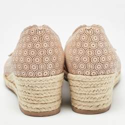 Pre Owned Salvatore Ferragamo Pink Leather Espadrille Pumps Size 39.5