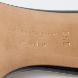 Pre Owned Salvatore Ferragamo Black Patent Leather Vara Bow Slide Sandals Size 37