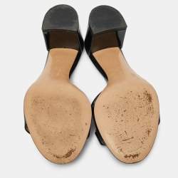 Pre Owned Salvatore Ferragamo Black Patent Leather Vara Bow Slide Sandals Size 37