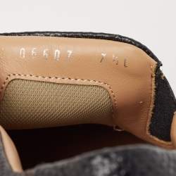 Pre Owned Salvatore Ferragamo Black  Lizard Embossed Slip On Sneakers Size 38