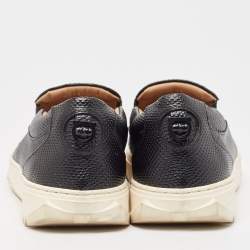 Pre Owned Salvatore Ferragamo Black  Lizard Embossed Slip On Sneakers Size 38