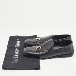 Salvatore Ferragamo Black Leather Cesaro Loafers Size 36.5