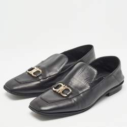 Salvatore Ferragamo Black Leather Cesaro Loafers Size 36.5