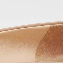 Pre Owned Salvatore Ferragamo Beige Leather Bow Pointed Toe Pumps Size 40