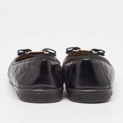 Pre Owned Salvatore Ferragamo Black Leather Varina Ballet Flats Size 39.5