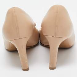 Salvatore Ferragamo Beige Leather Bow Pumps Size 36