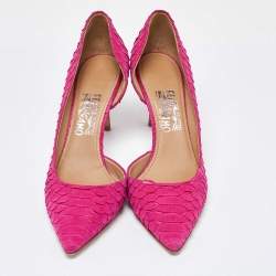 Salvatore Ferragamo Pink Python D'Orsay Pumps Size 40