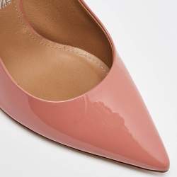 Pre Owned Salvatore Ferragamo Peach Patent Leather Pointed Toe Pumps Size 40.5