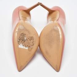 Pre Owned Salvatore Ferragamo Peach Patent Leather Pointed Toe Pumps Size 40.5