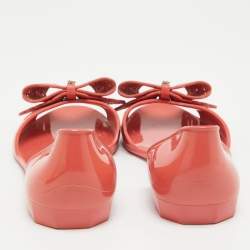 Pre Owned Salvatore Ferragamo Pink Jelly Prieta Bow Flats Size 37.5