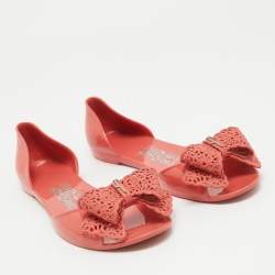 Pre Owned Salvatore Ferragamo Pink Jelly Prieta Bow Flats Size 37.5