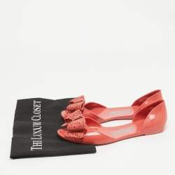 Pre Owned Salvatore Ferragamo Pink Jelly Prieta Bow Flats Size 37.5