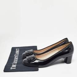 Pre Owned Salvatore Ferragamo Black Patent Leather Pumps Size 37.5