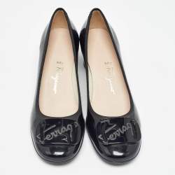 Pre Owned Salvatore Ferragamo Black Patent Leather Pumps Size 37.5