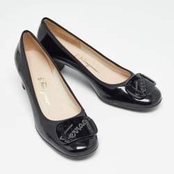 Pre Owned Salvatore Ferragamo Black Patent Leather Pumps Size 37.5