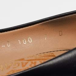 Pre Owned Salvatore Ferragamo Black Leather Mimi Pumps Size 37.5