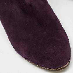 Pre Owned Salvatore Ferragamo Purple Suede Wedge Ankle Boots Size 37