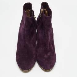 Pre Owned Salvatore Ferragamo Purple Suede Wedge Ankle Boots Size 37