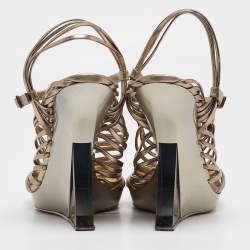 Salvatore Ferragamo Metallic Leather Wedge Sandals Size 39.5