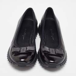 Salvatore Ferragamo Black Patent Leather Smoking Slippers 37.5