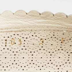 مملوكة مسبقًا Salvatore Ferragamo White Perforated Leather Varina Ballet Flats Size 39.5