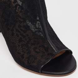 Salvatore Ferragamo Black Lace and Python Nufus Open Toe Booties Size 39.5