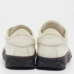 Pre Owned Salvatore Ferragamo White Leather Cube 8 Logo Sneakers Size 36