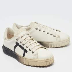 Pre Owned Salvatore Ferragamo White Leather Cube 8 Logo Sneakers Size 36