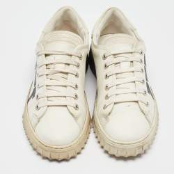 Pre Owned Salvatore Ferragamo White Leather Cube 8 Logo Sneakers Size 36
