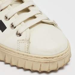 Pre Owned Salvatore Ferragamo White Leather Cube 8 Logo Sneakers Size 36